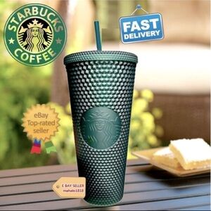 STARBUCKS 24 OZ MATTE STUDDED VENTI TUMBLER SOFT TOUCH - GREEN (NEW WITH TAGS)